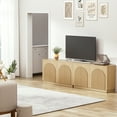 thumbnail image 5 of Brafabhome 110" Wide Fluted Sideboard with 4 Arched Reeded Doors, Modern Credenza Storage Buffet Cabinet with Adjustable & Removable Shelves for Living Room & Dinning Room | Natural(2 Set), 5 of 10