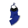 thumbnail image 2 of Profile Womens Trimmed Ruffle Skirt 2 Piece Tankini, Blue, 36D, 2 of 2