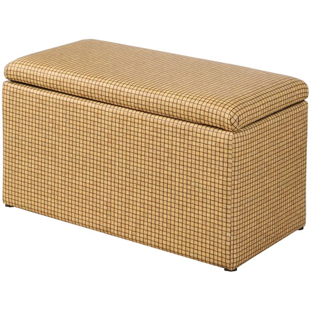 ORE International Banc de Rangement en Polyuréthane de 18 Po de Hauteur avec Pouf Jaune