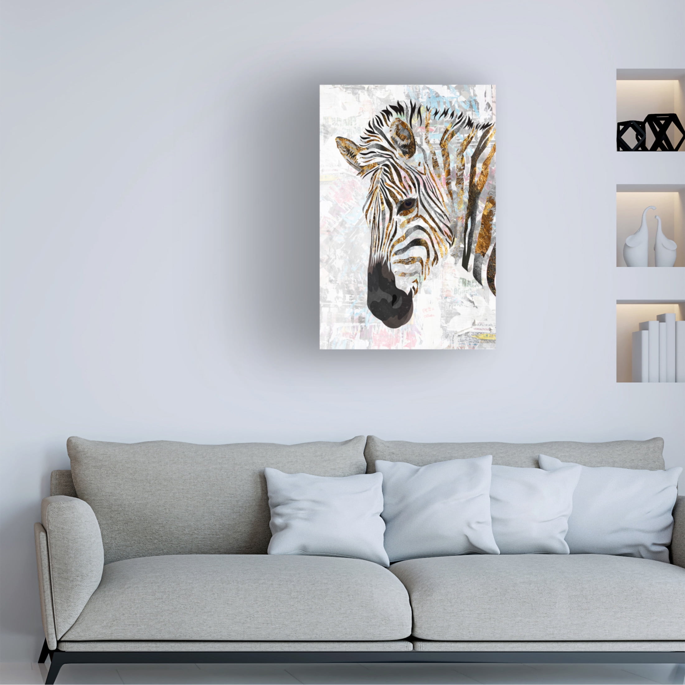 Trademark Fine Art Sarah Manovski Grunge gold zebra Canvas Wall Art
