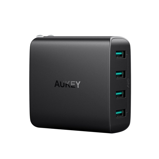 Wall Charger with 4 Ports and Foldable Plug Fast Charging Adapter for  Phones AUKEY - Walmart.com