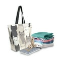thumbnail image 2 of FORMRS Womens Canvas Tote Bag with Zipper Inner Pocket Shoulder Handbag, Beige Cute Cats, 2 of 7