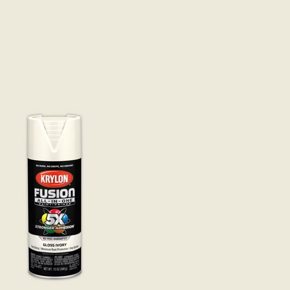 6 Pc, Krylon Fusion All-In-One Gloss Ivory Paint Primer Spray Paint 12 Oz
