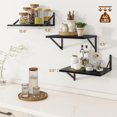 thumbnail image 3 of Deep Floating Shelves for Wall, 12 Inch Deep Floating Shelves Set of 3, 16W x 12D Wood Wall Shelves, Wide Wood Shelves with Metal Bracket for Living Room, Kitchen, Office, Bedroom - Black, 3 of 7