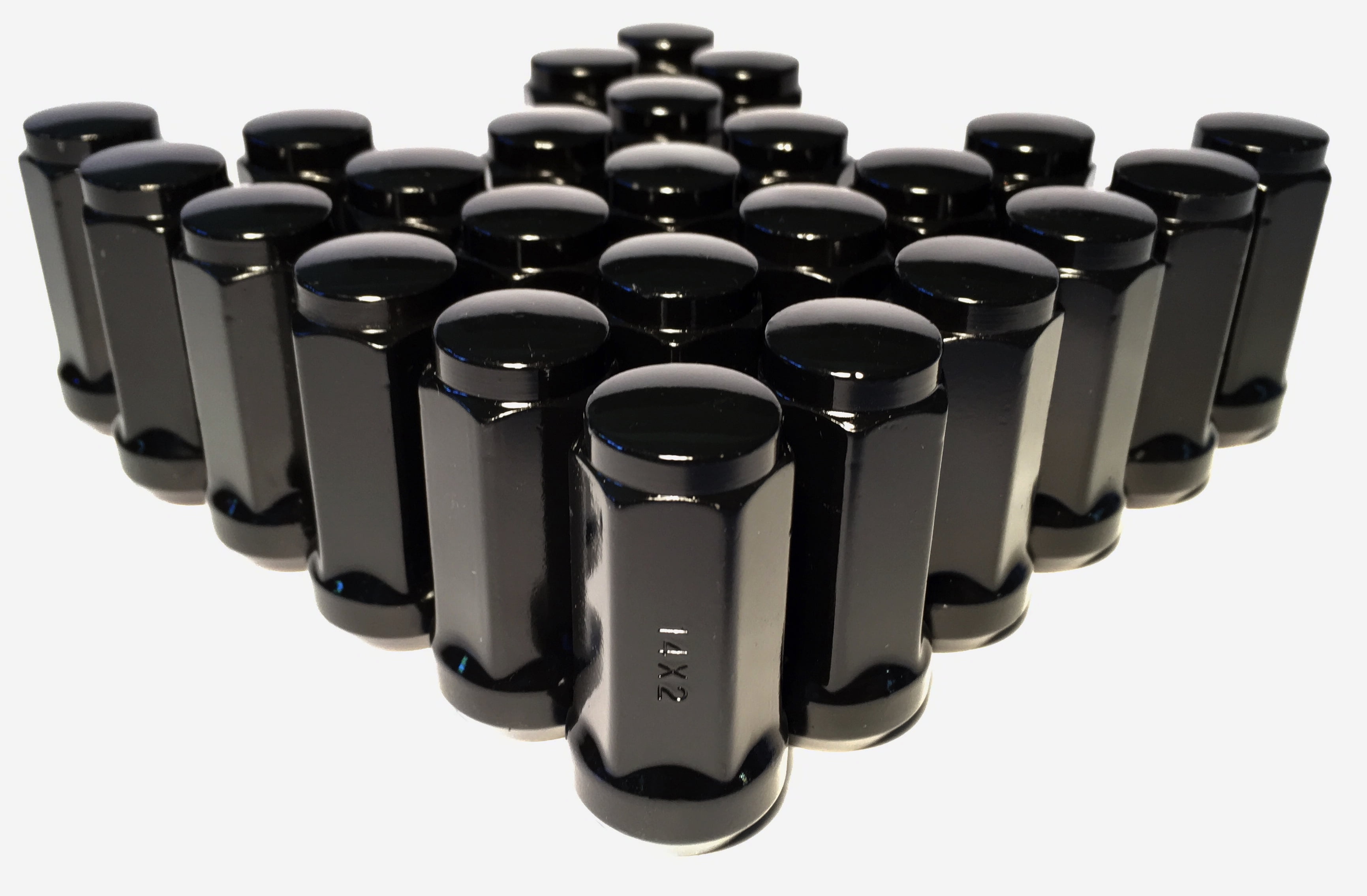 25 Black 14x2 Lug Nuts 1.9" Long Bulge Acorn with 3/4" Hex Ford Expedition F150