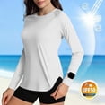 thumbnail image 2 of Dresfit Womens Sun Shirts Crew Neck Upf 50+ Rash Guard 2026 Summer Long Sleeve Quick Dry Breathable Golf Shirts Solid Lightweight Side Split Tops XL, 2 of 6