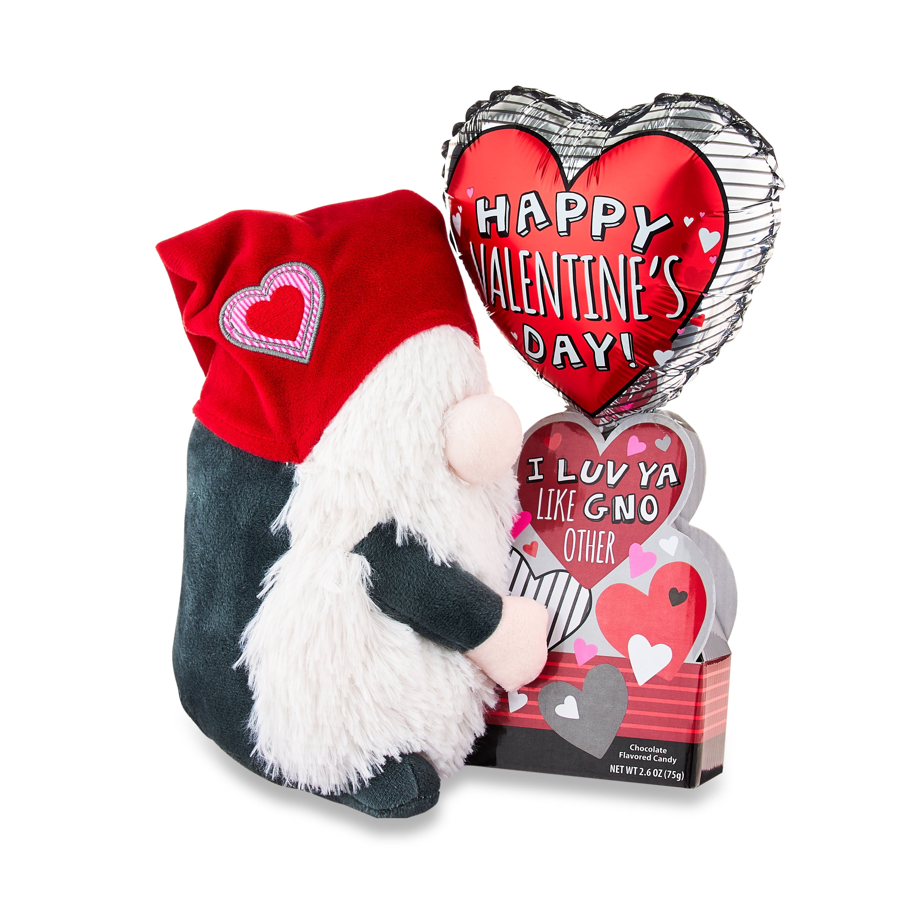 Way To Celebrate!  Valentine's Day Balloon and Candy Gnome Plush