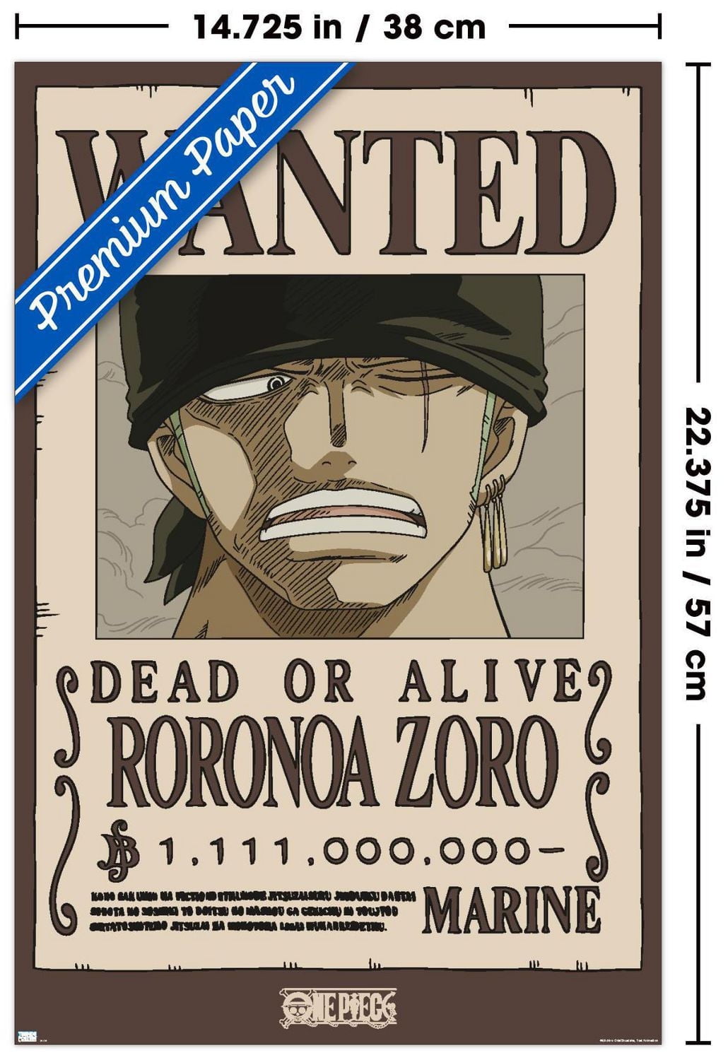 One Piece - Avis de recherche de Roronoa Zoro