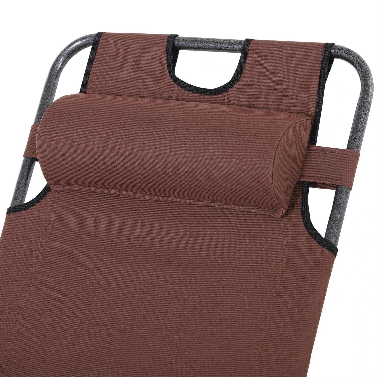 Demi Bonn Chaise Lounge Chair for Patio, Oxford Fabric Metal Frame Outdoor Pool Sun Lounger Chair 120°/180°, for Beach, Patio, Lawn, Deck, Brown