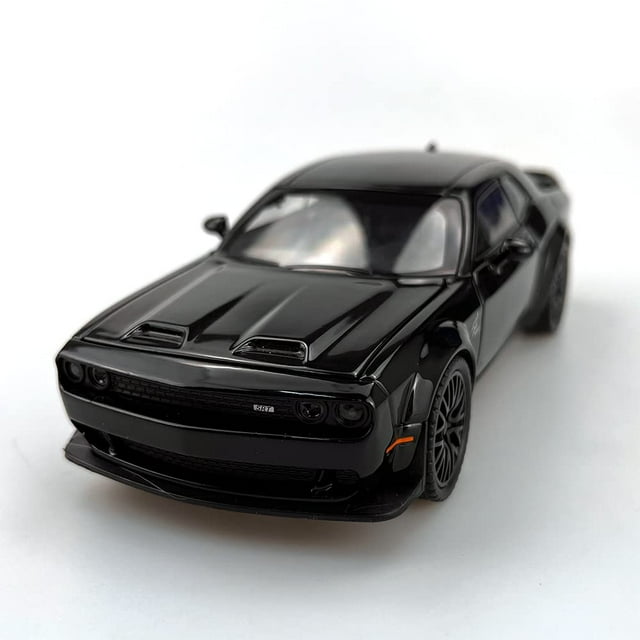 Modelo de coche fundido a presión EROCK Doodge Challenger 1:32 con luces negras