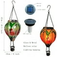 thumbnail image 5 of Solar Hot Air Balloon Lantern with Flickering Flame Decor, Colorful Glass Metal Hummingbird Balloons Outdoor Waterproof Hanging Solar LED Lights for Patio Yard Garden Pathway Porch Holiday Ch, 5 of 9