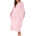 thumbnail image 2 of Camisones de noche para mujeres INSPIRE CHIC, vestidos de dormir de manga 3/4, camiseta de dormir, 3XL, rosa claro, 2 of 6