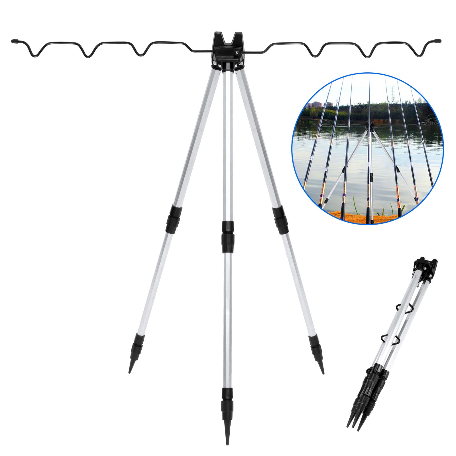 Houkiper Telescopic Aluminum Alloy Fishing Rods Folding Stand Sea