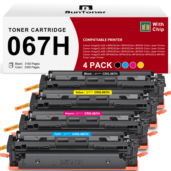 067H 067 Toner Cartridge Compatible for Canon 067 067H CRG-067 Toner Cartridge (Black Cyan Magenta Yellow)
