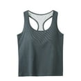 thumbnail image 3 of Jinhomg Women's Racerback Tank Top Sleeveless Crew Neck Sports Bras Stretchy Comfy Summer Workout Crop Top with Built in Bra for Running Yoga Gray XL, 3 of 5