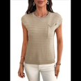 thumbnail image 3 of Suéter Informal de Cuello Redondo y Rayas con Aguja Gruesa para Mujer, Color Caqui, Talla XL, 3 of 8