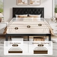 thumbnail image 5 of Bolvdo Upholstered Bed Frame with Headboard, Full, Metal Support, No Box Spring Needed, Black, 5 of 7