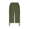 thumbnail image 6 of Seeotter Men's Linen Cotton Capris Cropped Shorts 3/4 Below Knee Relaxed Fit Drawstring Sweat Shorts Summer Beach Yoga Shorts, 6 of 6