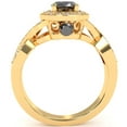 thumbnail image 3 of Three Stone Black Onyx Diamond Peekaboo Halo Engagement Ring In 14k Yellow Gold, 3 of 6