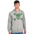 thumbnail image 3 of Saint Patrick's Day Shamrock Skull Zip Up Hoodie Men's Women's Brisco Brands X, 3 of 6