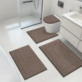 thumbnail image 1 of MeyJey Juego de 4 Tapetes de Baño, Tapetes de Baño, Tapete de Baño de Microfibra Antideslizante, Ultra Suave, con Contorno en Forma de U, Tapete de Baño para Baño, Ducha en el Suelo Interior, Marrón, 1 of 15