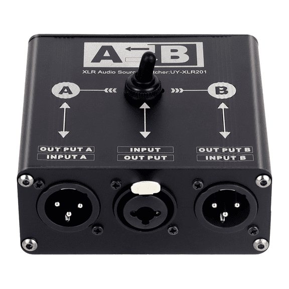 2 in 1 Out or 1 in 2 Out XLR Balanced Audio Source Switcher Manual Selector 2 Male 1 Female for Mic Sound Card Mixer,1 x Audio switch,Black