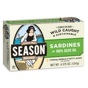 Season Sardines in 100% Pure Olive Oil, 4.375-Ounce Tins (Pack of 12)