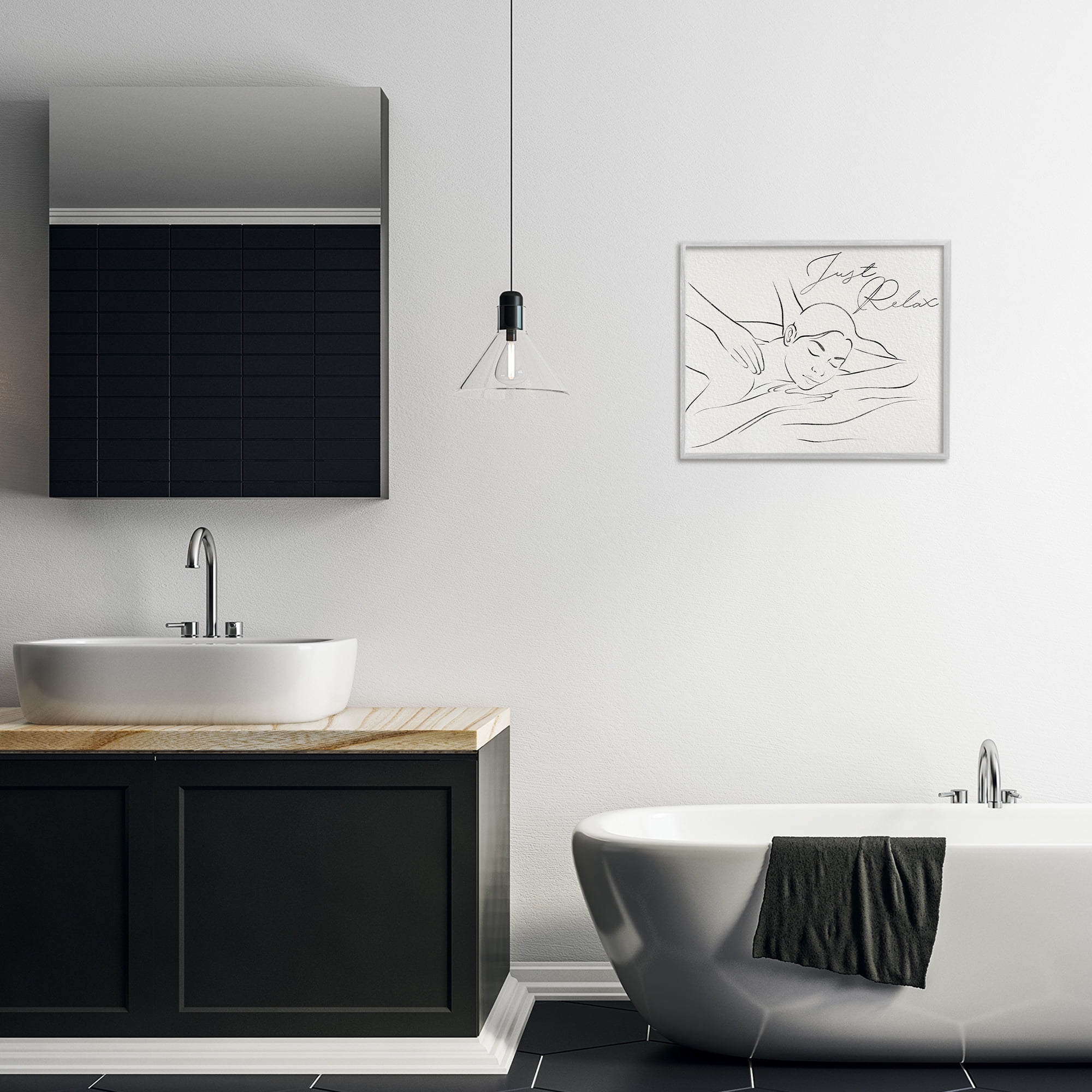 Stupell Industries Just Relax Massage Contour Gray Framed Giclee Art, design by Marcus Prime