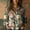 Green, variant on Women's Casual Dressy Long Sleeve Cotton Button Down Blouse V Neck Printed Collared Shirt Loose Fit Tunic Top with Curved Hem Roll Up Sleeve Work Wear, Navy,L