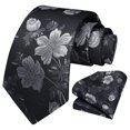 thumbnail image 4 of HISDERN Men Floral Ties Woven Classic 3.4" Necktie Set Formal tie Pocket Square for Wedding with Handkerchief Gift Box, 4 of 7