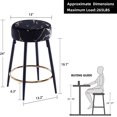 thumbnail image 3 of Duhome Elegant Lifestyle Velvet Counter Stools Set of 2, 24" Upholstered Bar Stools Round Kitchen Stool with Footrest Black & Gold, 3 of 7