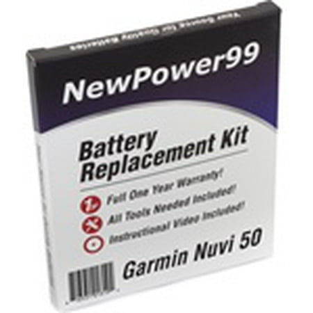 Garmin Nuvi 50 Battery Replacement Kit with Tools, Video Instructions, Extended Life Battery and Full One Year