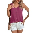 thumbnail image 4 of Eyelet Tunic Top for Women U Neck Sleeveless Shirts Button Down Camisole Plain Basic Vest Slim Fit Cami Dressy Trendy Blouses Beach Vacation Clothes 2025 Summer, 4 of 6