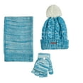 thumbnail image 2 of Sportoli Womens Girls kids 3-Piece Cable Knit Cold Weather Set Hat Scarf Glove - Aqua (Size Teens / 8-16 Yrs), 2 of 6