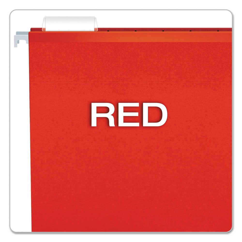 Pendaflex Reinforced 2" Extra Capacity Hanging Folders 1/5 Tab Legal Red 25/Box 4153X2RED