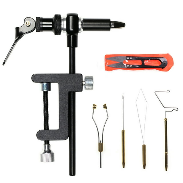 Fly Tying Tools Combo Kit Fly Tying Vise Bobbin Holder Threader Whip Finisher Scissors 6pcs set