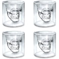thumbnail image 1 of Set Of 4 Mini 25ml Crystal Skull Shot Glass Double Layer Transparent Skull Pirate Shot Glasses Gift, 1 of 5