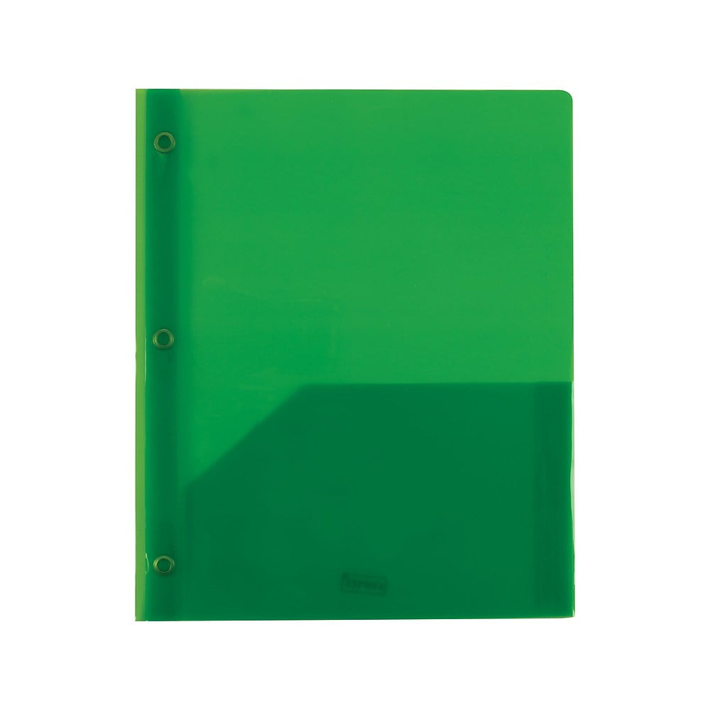 Staples 2 Pocket Plastic Folder Green 970157