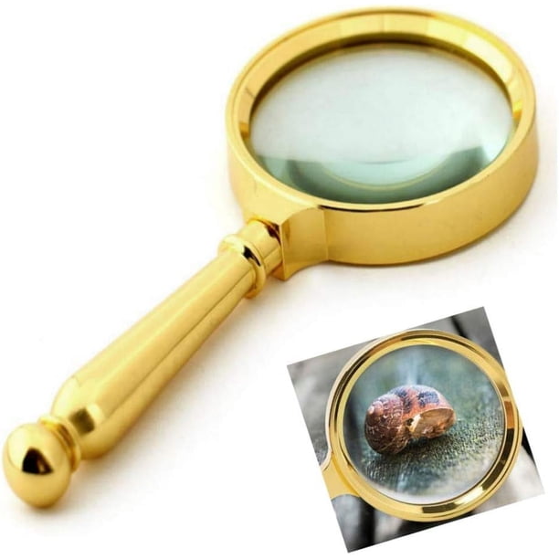 Lupa de mano con marco de aleación de zinc vintage Lupa de lectura 5X Antideslizante Lente de aumento irrompible engrosada de 80 mm para personas mayores Niños Leyendo periódicos Pasatiempos