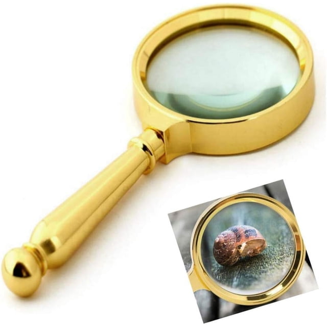 Regalo portátil para personas mayores e inspección de joyas, lupa de mano con mango de metal y agarre ergonómico antideslizante