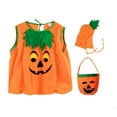 thumbnail image 3 of GYRATEDREAM 3PCS Baby Girls Boys Halloween Costumes Toddler Sleeveless Pumpkin Romper Hat Socks Handbag Halloween Outfits for 1-12 Years, 3 of 8