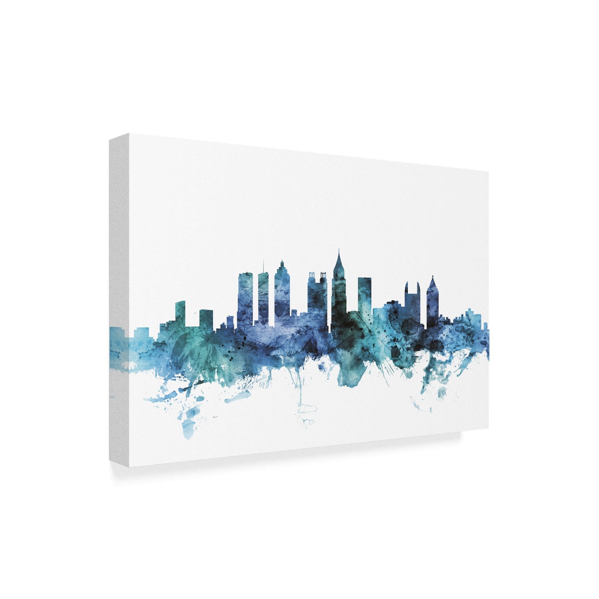 Trademark Fine Art 'Atlanta Georgia Blue Teal Skyline' Canvas Art by Michael Tompsett