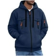 thumbnail image 3 of DDAPJ pyju Zip Up Hoodie Men Cargo Tactical Hoodies Fall Winter Casual Workout Athletic Jackets with Pockets Navy XXXL, 3 of 8