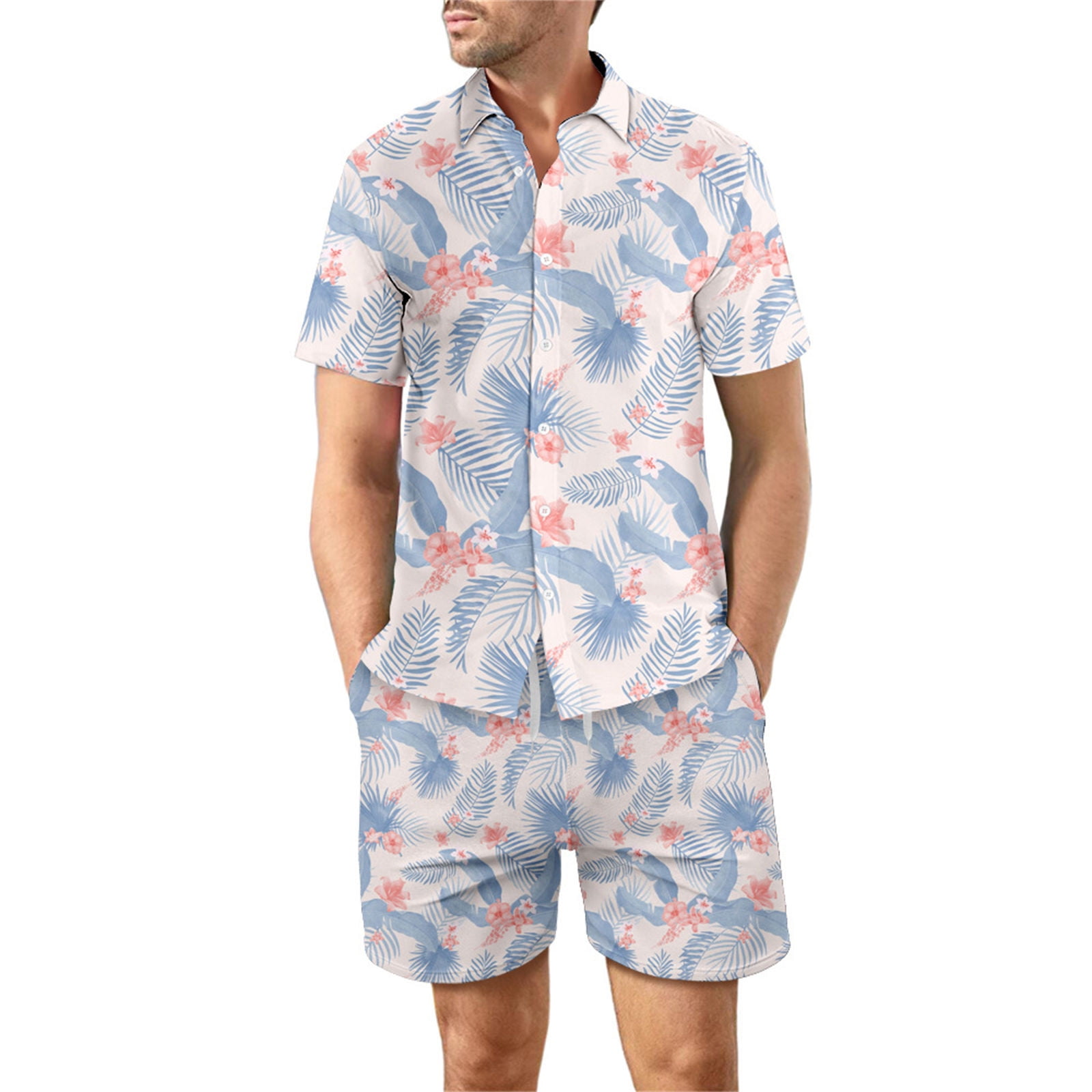 INCERUN Mens Short Swim wear Beach Hippie Causal Tee Shirt Shorts Loungwear Suit