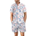 thumbnail image 1 of Camisa de algodón de manga corta para hombre, pantalones cortos, informal, hawaiano, traje de dos piezas Pompotops oipoqjl35533, 1 of 3