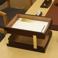 thumbnail image 4 of Brown Crocodile Embossed Leather Double Letter Trays, 4 of 5