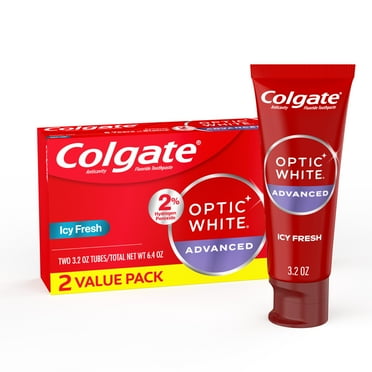 Colgate Optic White Advanced Hydrogen Peroxide Whitening Toothpaste, Icy Fresh, 3.2 oz, 2 Pack