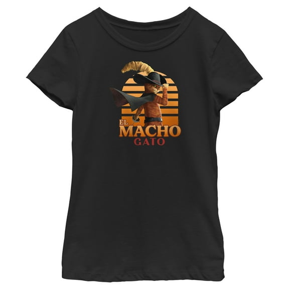 Girl's Puss in Boots: The Last Wish El Macho Gato Graphic Tee Black X Large