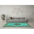 thumbnail image 3 of Ahgly Company Machine Washable Indoor Square Persian Turquoise Blue Traditional Area Rugs, 3' Square, 3 of 4