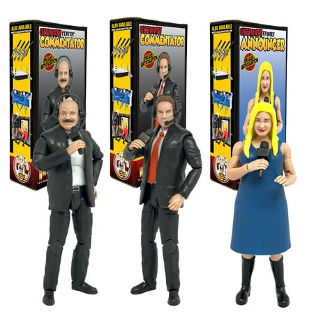 Set of 3 Ultimate Commentators With Deluxe Articulation for WWE & AEW Wrestling Action Figures